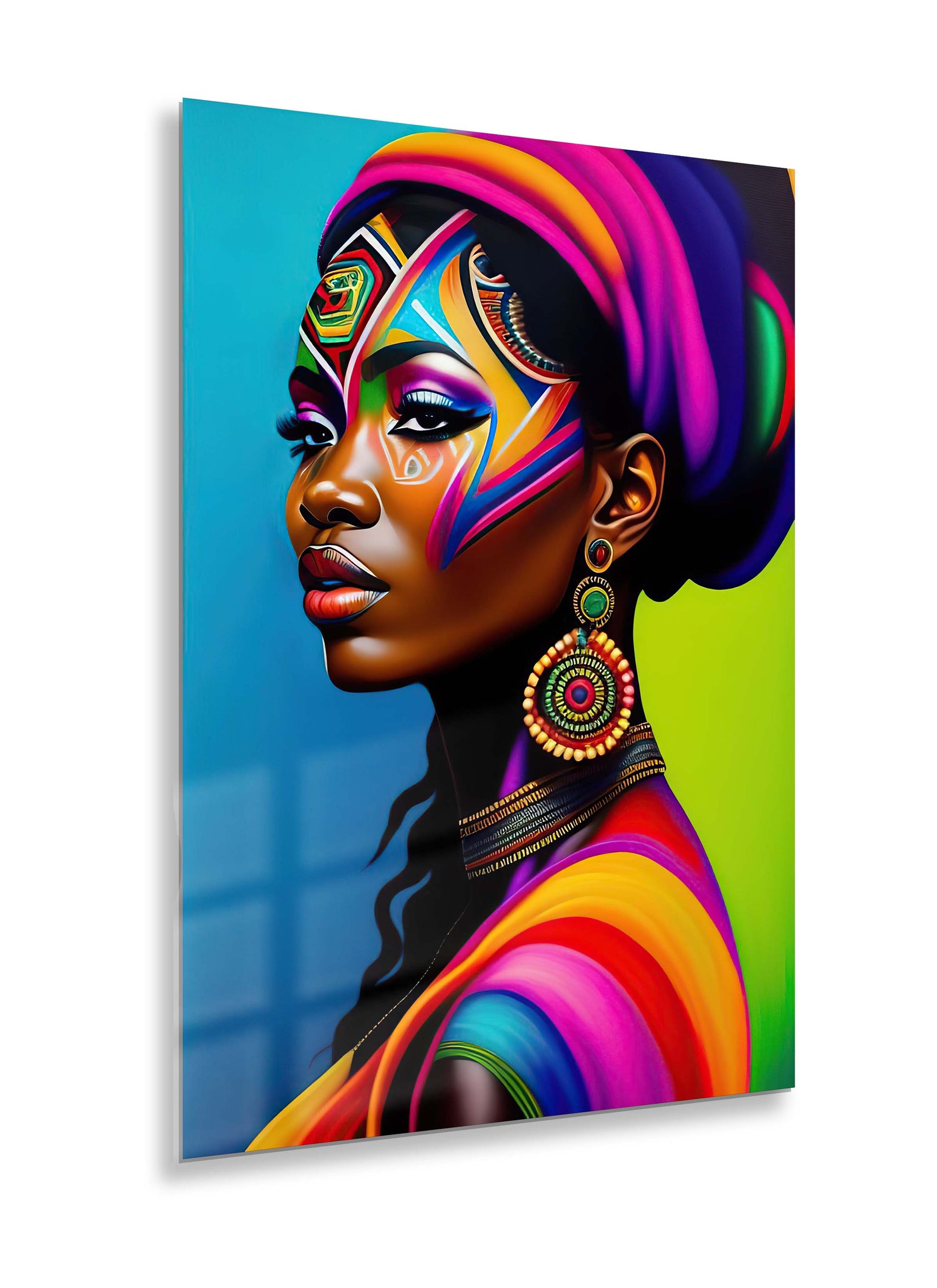 African Woman Glass painting